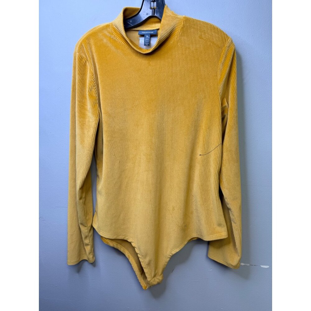 Womens Yellow Corduroy Modcloth Bodysuit - Size XL